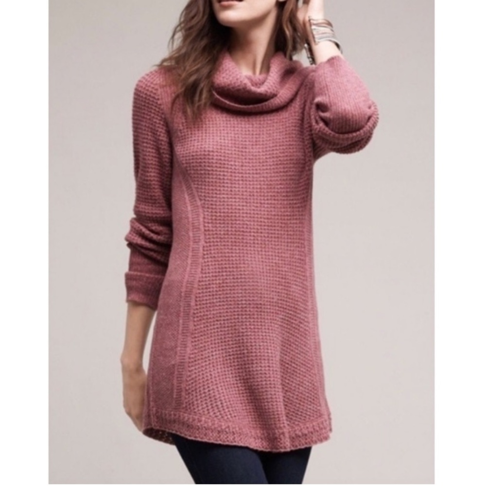 ANGEL OF THE NORTH Pink Rosie Oversized Cowl Neck Knit Tunic Sweater size small